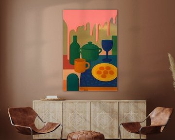 Kleurrijk Diner – Abstracte eettafel in moderne grafische stijl van Kleurenrijk