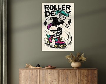 Roller Derby Rebel (punk, dur, patinage à roulettes, sport, poster, tatouage, ludique) sur Natalie Bruns