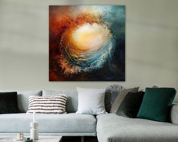 Abstracte water en vuur cirkel naar het licht