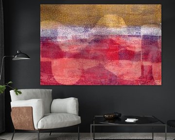Abstract landschapsschilderij in warme kleuren van Dina Dankers