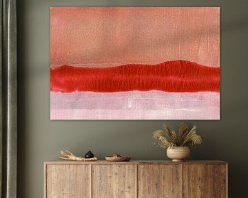 Minimalistisch abstract landschap in rood, lila en warm bruin van Dina Dankers