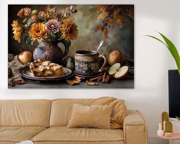 Appeltaart met Kaneel en Koffie - Tijdloos Stilleven van Joriali fotografie en schilderijen