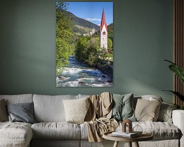 Kerk in Zand in Taufers, Tauferer Ahrntal, Zuid-Tirol van Christian Müringer