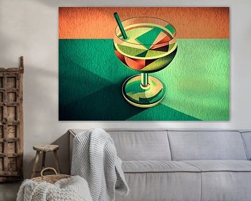Buntes Cocktailglas im Kubismus von Art & Soul Creations