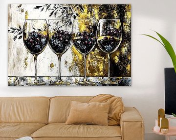 Elegante wijnglazen en druiven van Art & Soul Creations