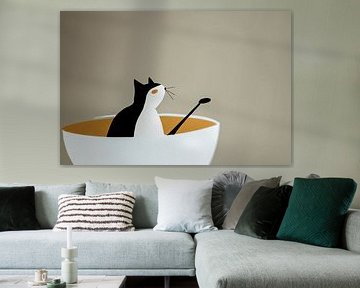 Minimalist cat in bowl by Art & Soul Creations