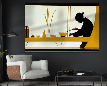 Cuisine minimaliste avec des silhouettes