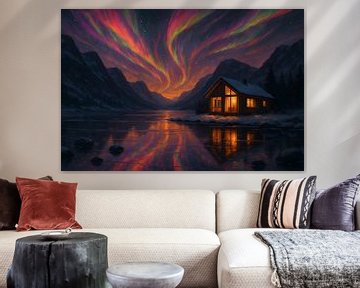 Aurora Haven: Eine Hütte unter dem kosmischen Himmel von ArtOnEverything