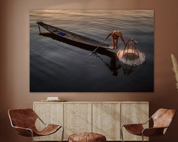 Fishing the traditional way at Inle Lake in Myanmar by Anges van der Logt