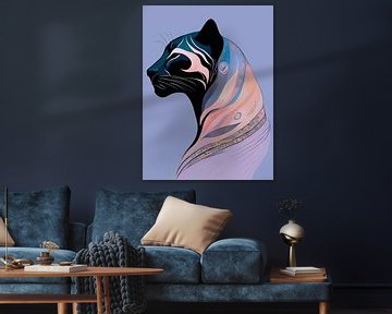 Abstract panterhoofd in pastel harmonie van A.D. Digital ART
