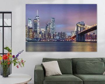skyline van new york city bij zonsopgang van Heiko Meier