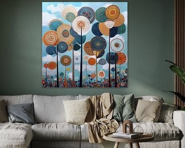 Bomen Abstract | Vibrant Leaves in Sky van I ❤ Bloemen