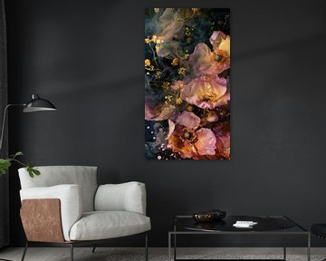 Rozen met Gouden Accenten | Bloemen Schilderij voor de Tuin van I ❤ Bloemen