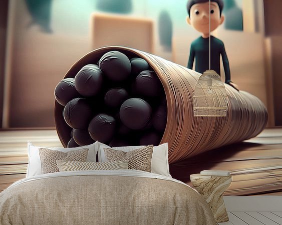 Voorbeeld van het werk in een kamer