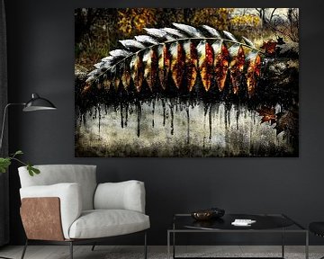Feuille d'automne sur une branche avec des gouttes sur Art & Soul Creations