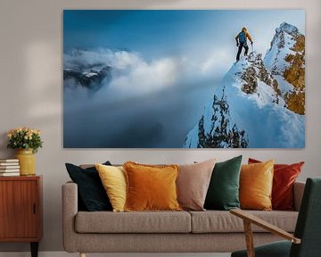 Bergbeklimmer op een berg panorama van TheXclusive Art