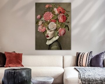 Portrait of Rose with Roses by Marja van den Hurk