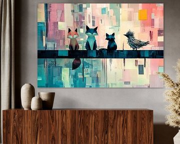 Abstract animals on branch by Imperial Art House