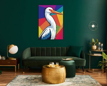 Ooievaarsvogel Pop Art-stijl van MIROKKU