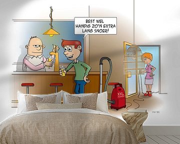 Cartoon; Ein emanzipierter Mann hilft, wo er kann!