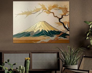 Japans landschap: Mount Fuji in gouden gloed