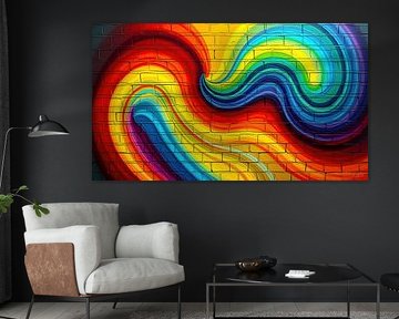Metselwerk en regenboog in abstracte beroering - het moment waarop kleur zich tegen kleur keert en steen begint te ademen van AidasignArt
