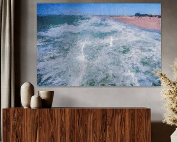 Une mer déchaînée frappe la plage sur Geert Van Baelen