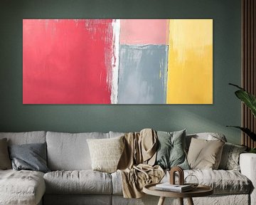 Levendige Rood Grijs Geel Schilderij van Modern Collection