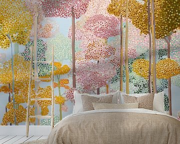 Colourful Trees | Colorful Tree Tapestry by Flower Studio
