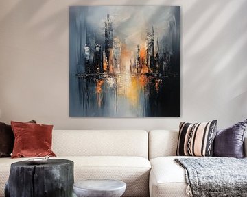 Abstracte stad zonsondergang