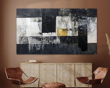 Abstracte zwart-wit en een gele blok panorama