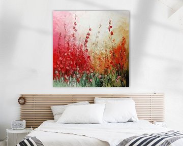 Abstracte rode bloemen van TheXclusive Art