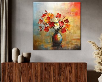 Abstracte vaas met bloemen