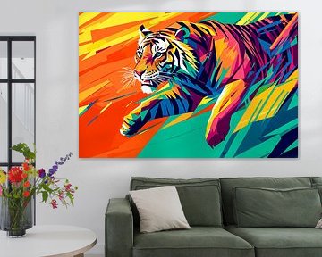 Tiger in colourful abstraction by Art & Soul Creations