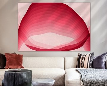 Abstract landschap in warm roze en rood van Dina Dankers