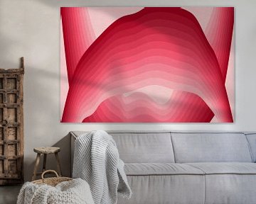 Rood, roze en wit minimalistisch abstract landschap van Dina Dankers