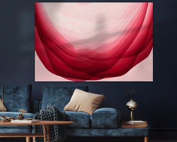 Abstract landschap met vloeiende roze golven van Dina Dankers