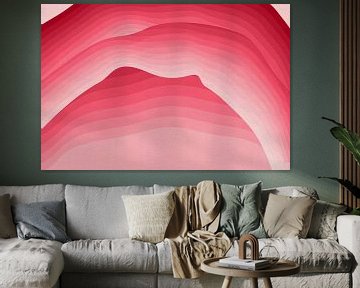 Minimaal abstract landschap in zacht rood en roze van Dina Dankers