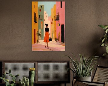 Mediterraan Straatje in Pastel van Studio BB