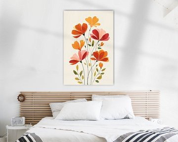 Illustration botanique en jaune, rose et orange n° 6