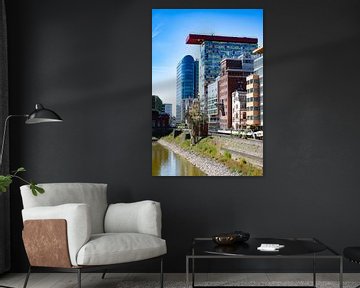 Düsseldorf Medienhafen aan de oever van de Rijn van Sjoerd van der Wal Fotografie