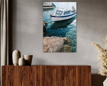 Greek boats at the quay - Mediterranean Sea by Marit Hilarius