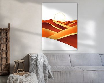 Coucher de soleil minimaliste dans le désert