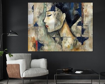 Abstracte Vrouw Met Aardetinten van Kunst Kriebels