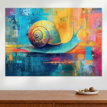Escargot sur fond coloré sur Peinture Abstraite