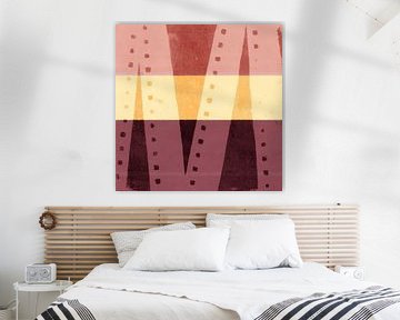 Abstracte geometrische vormen in terracotta, roze en geel van Abstract Minimalist Art