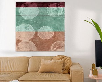 Wabi-sabi organische abstracte vormen in mintgroen, bruin en paars van Abstract Minimalist Art