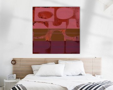 Kleurrijke abstracte vormen in roze, terracotta, donker oker en paars van Abstract Minimalist Art