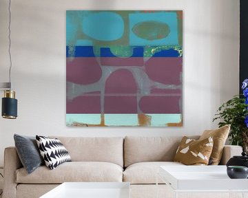 Abstracte geometrische vormen in paars, blauw en groen van Abstract Minimalist Art