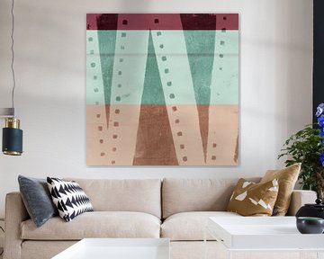 Abstracte geometrische vormen in salie, zacht terra en paars van Abstract Minimalist Art